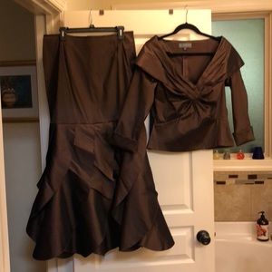 Brown silky evening 2 piece